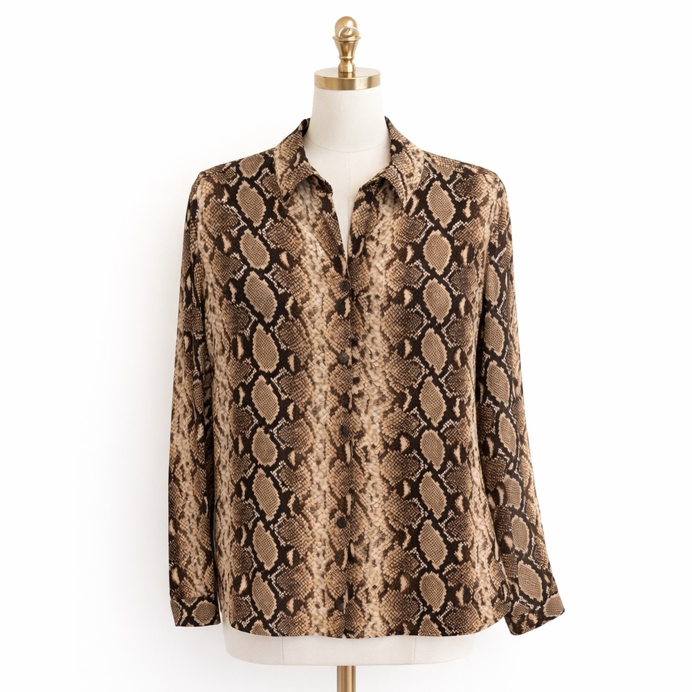 The Kooples Brown Snake Print Blouse